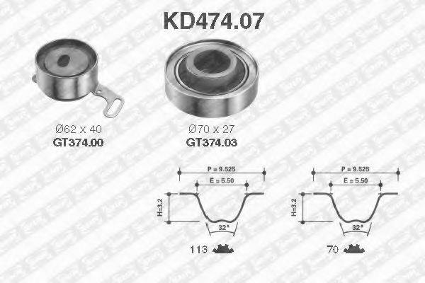 Комплект ременя ГРМ KD474.07 SNR