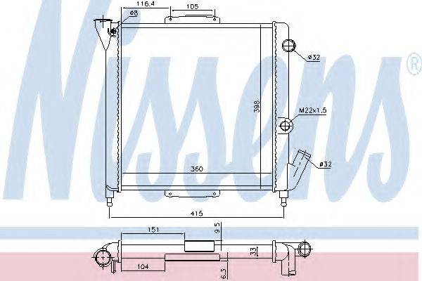 Радіатор, охолодження двигуна 63867 NISSENS