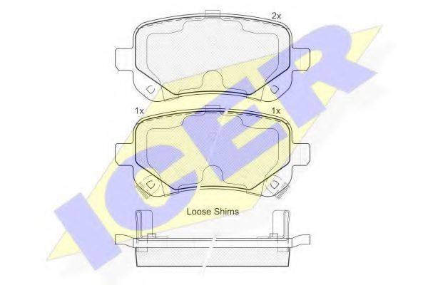 Комплект гальмівних колодок, дискове гальмо 181910 ICER