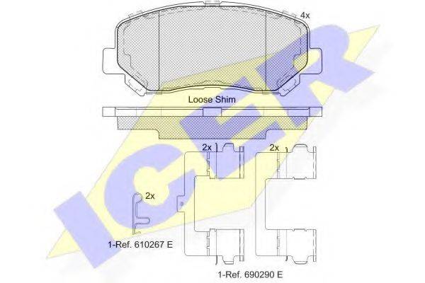 Комплект гальмівних колодок, дискове гальмо 182196 ICER