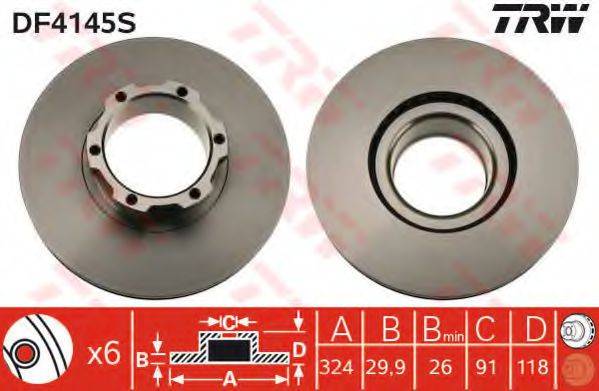 гальмівний диск DF4145S TRW