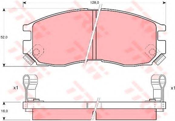 Комплект гальмівних колодок, дискове гальмо GDB1128 TRW