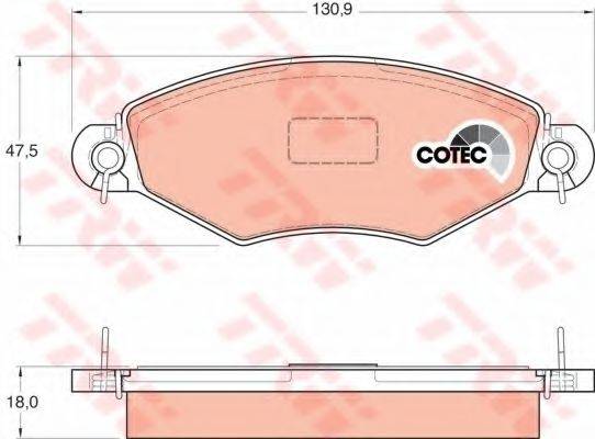 Комплект гальмівних колодок, дискове гальмо GDB1361 TRW
