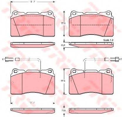 Комплект гальмівних колодок, дискове гальмо GDB1363 TRW