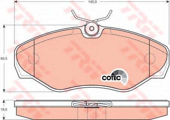 Комплект гальмівних колодок, дискове гальмо GDB1478 TRW