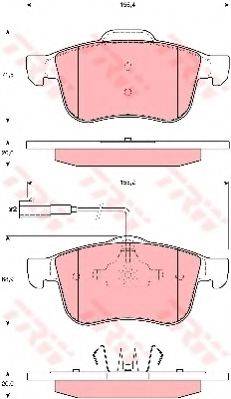 Комплект гальмівних колодок, дискове гальмо GDB1647 TRW