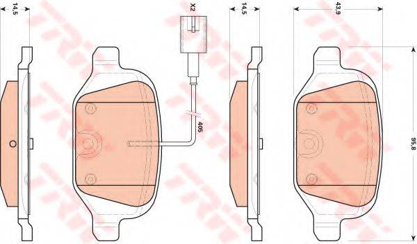 Комплект гальмівних колодок, дискове гальмо GDB1894 TRW
