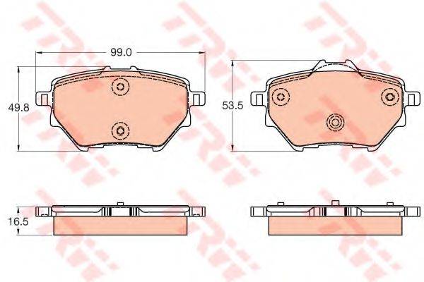 Комплект гальмівних колодок, дискове гальмо GDB2036 TRW