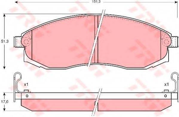 Комплект гальмівних колодок, дискове гальмо GDB3124 TRW