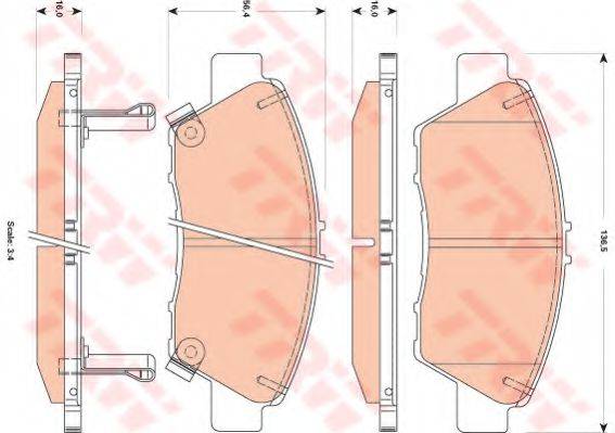 Комплект гальмівних колодок, дискове гальмо GDB3493 TRW