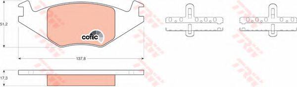 Комплект гальмівних колодок, дискове гальмо GDB463 TRW