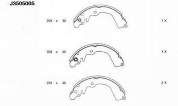 Комплект гальмівних колодок J3505005 NIPPARTS