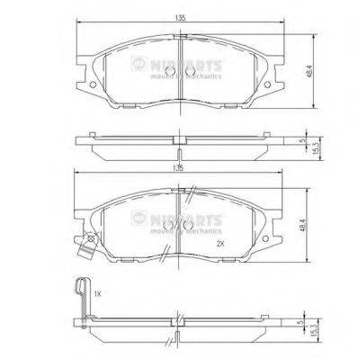 Комплект гальмівних колодок, дискове гальмо N3601097 NIPPARTS