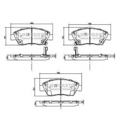 Комплект гальмівних колодок, дискове гальмо N3604071 NIPPARTS