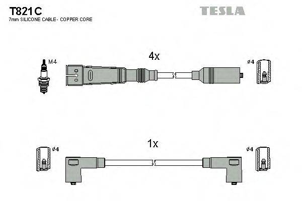 Комплект дротів запалення T821C TESLA