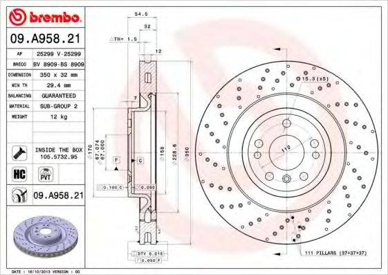 гальмівний диск 09.A958.21 BREMBO