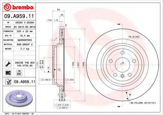 гальмівний диск 09.A959.11 BREMBO